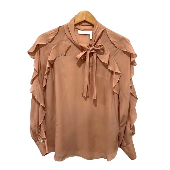 See By Chloe Tops - See by Chloe sheer Anemone pink long sleeve blouse size 38